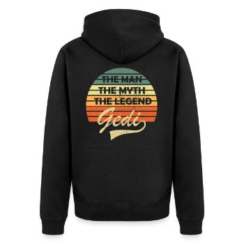 Gedi Geschenkidee Firmgedi Taufgedi Ged Geschenke - Unisex Premium Bio Zip Hoodie - Schwarz - Hinten - Nico (187cm)