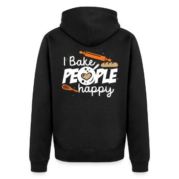 I Bake People Happy Cake Artist Baker Cupcake - Unisex Premium Bio Zip Hoodie - Schwarz - Hinten - Nico (187cm)