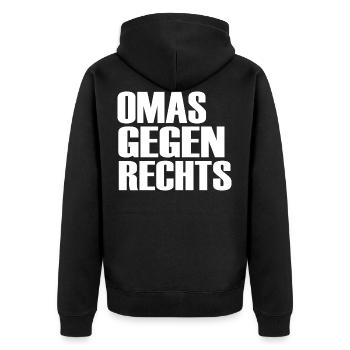 Omas gegen rechts - Unisex Premium Bio Zip Hoodie - Schwarz - Hinten - Nico (187cm)
