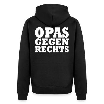 Opas gegen rechts - Unisex Premium Bio Zip Hoodie - Schwarz - Hinten - Nico (187cm)