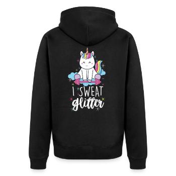 I Sweat Glitter Unicorn Workout Haltérophilie Gym - Veste à capuche bio Premium Unisexe - noir - Dos - Nico (187cm)