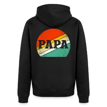 Papa - Unisex Premium Organic Zip Hoodie - black - Back - Nico (187cm)