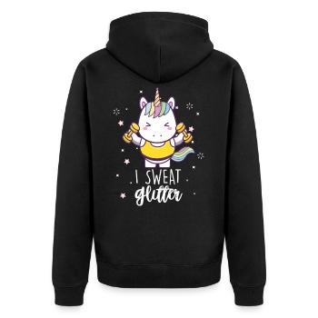 I Sweat Glitter Unicorn Workout Haltérophilie Gym - Veste à capuche bio Premium Unisexe - noir - Dos - Nico (187cm)