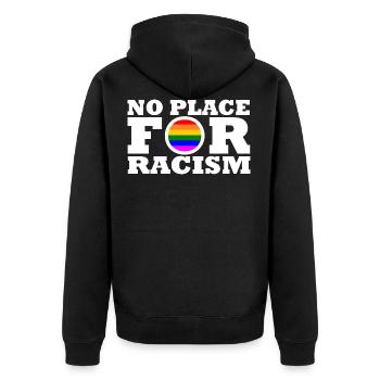 Pas de place pour le racisme - Veste à capuche bio Premium Unisexe - noir - Dos - Nico (187cm)