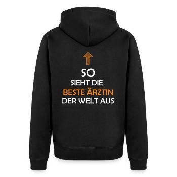 Beste Ärztin der Welt Ärztin Geschenkidee - Unisex Premium Bio Zip Hoodie - Schwarz - Hinten - Nico (187cm)