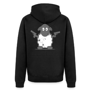Sheep - Unisex Premium Organic Zip Hoodie - black - Back - Nico (187cm)