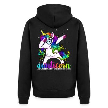 Aunticorn Like A Normal Aunt Only Awesome - Unisex Premium Organic Zip Hoodie - black - Back - Nico (187cm)