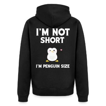 Im not short, i am penguins size - Unisex Premium Organic Zip Hoodie - black - Back - Nico (187cm)