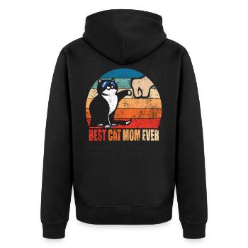Meilleur chat maman jamais drôle Fist Bump Mothers Day Cat - Veste à capuche bio Premium Unisexe - noir - Dos - Nico (187cm)