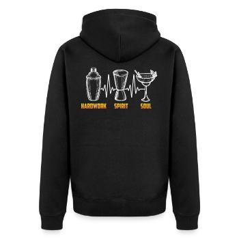 Hardwork Spirit Soul Funny Bartender Mixologist - Unisex Premium Organic Zip Hoodie - black - Back - Nico (187cm)
