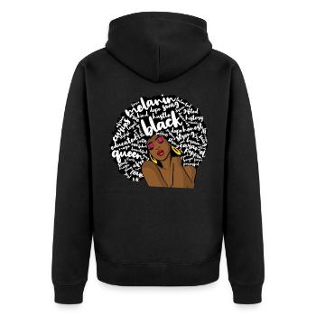 Femme noire Afro Words Melanin Queen Gifts - Veste à capuche bio Premium Unisexe - noir - Dos - Nico (187cm)