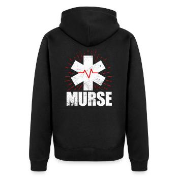 Murse Funny Murse Male Nurse Man - Unisex Premium Organic Zip Hoodie - black - Back - Nico (187cm)