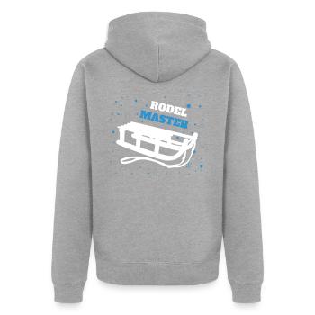 Rodel Master Rodeln Schlitten Winterrodel - Unisex Premium Bio Zip Hoodie - Grau meliert - Hinten - Nico (187cm)