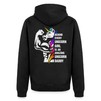 Unicorn Dad Dadacorn Dadicorn Daddycorn - Unisex Premium Organic Zip Hoodie - black - Back - Nico (187cm)