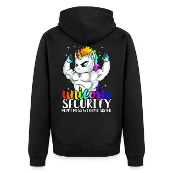 La sécurité de la licorne ne gâche pas ma soeur drôle - Veste à capuche bio Premium Unisexe - noir - Dos - Nico (187cm)