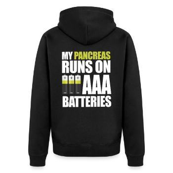 My Pancreas Runs On AAA Batteries Type 1 Diabetes - Unisex Premium Bio Zip Hoodie - Schwarz - Hinten - Nico (187cm)