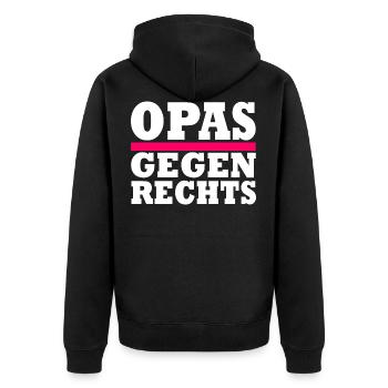 Opas gegen rechts - Unisex Premium Bio Zip Hoodie - Schwarz - Hinten - Nico (187cm)
