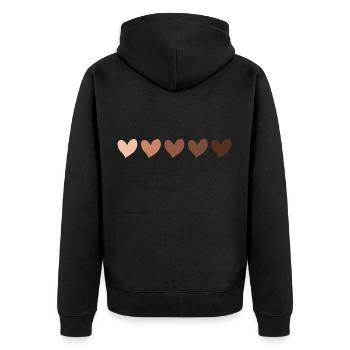 End Rassismus Shirt Black lives matter Hearts - Unisex Premium Bio Zip Hoodie - Schwarz - Hinten - Nico (187cm)