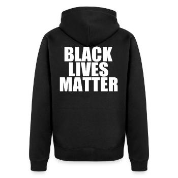 Black lives matter - Unisex Premium Bio Zip Hoodie - Schwarz - Hinten - Nico (187cm)