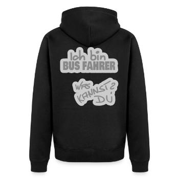 Busfahrer - Unisex Premium Bio Zip Hoodie - Schwarz - Hinten - Nico (187cm)