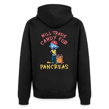 Trade Candy For Pancreas Type 1 Diabetes Awareness - Unisex Premium Bio Zip Hoodie - Schwarz - Hinten - Nico (187cm)