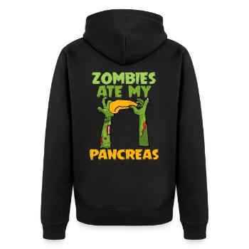Zombies Ate My Pancreas Type 1 Diabetes Awareness - Unisex Premium Bio Zip Hoodie - Schwarz - Hinten - Nico (187cm)