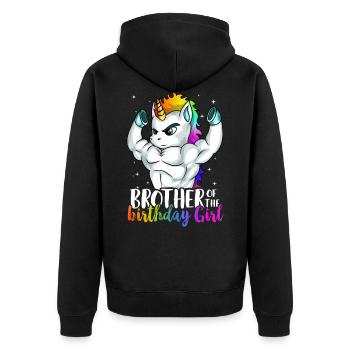Brother of Birthday Girl Unicorn Boys Son - Veste à capuche bio Premium Unisexe - noir - Dos - Nico (187cm)