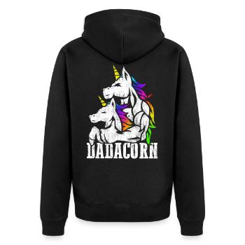 Papa de licorne musculaire et papa de Noël bébé fille - Veste à capuche bio Premium Unisexe - noir - Dos - Nico (187cm)