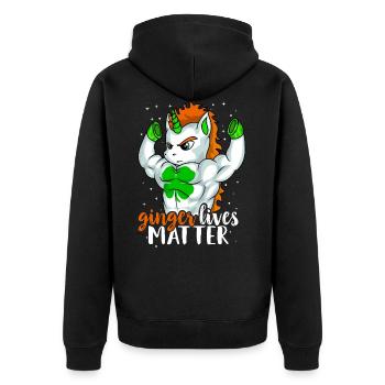 Ginger Lives Matter Red Headed Kids Men Women - Unisex Premium Organic Zip Hoodie - black - Back - Nico (187cm)