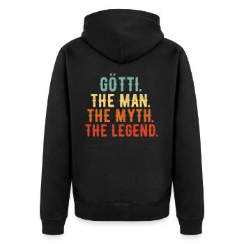 Götti Firmgötti Taufgötti götti fragen - Unisex Premium Bio Zip Hoodie - Schwarz - Hinten - Nico (187cm)