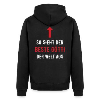 Bester Götti der Welt Firmgötti Taufgötti Geschenk - Unisex Premium Bio Zip Hoodie - Schwarz - Hinten - Nico (187cm)