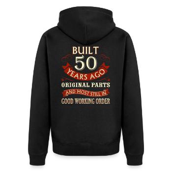 Drôle 50e anniversaire homme femme Fun Vintage 50 ans - Veste à capuche bio Premium Unisexe - noir - Dos - Nico (187cm)