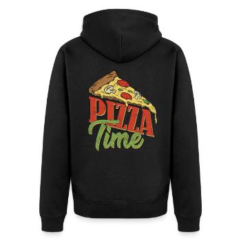 Pizza Time Quote - Unisex Premium Organic Zip Hoodie - black - Back - Nico (187cm)