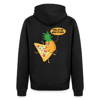 No One Needs To Know Pineapple Pizza Pineapple On - Unisex Premium Bio Zip Hoodie - Schwarz - Hinten - Nico (187cm)
