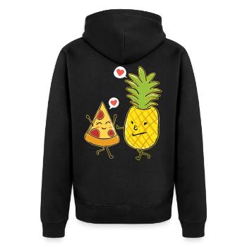 Pineapple Pizza Hawaiian Pizza Pineapple On Pizza - Unisex Premium Bio Zip Hoodie - Schwarz - Hinten - Nico (187cm)