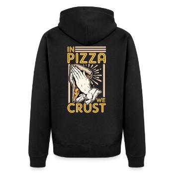 In Pizza We Crust Funny Pizza Pun - Unisex Premium Organic Zip Hoodie - black - Back - Nico (187cm)