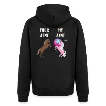 Your Aunt My Aunt Unicorn T-Shirt Funny Super Cute - Unisex Premium Bio Zip Hoodie - Schwarz - Hinten - Nico (187cm)