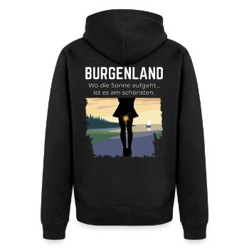 Lustiges Burgenland Geschenk Sonne Österreich - Unisex Premium Bio Zip Hoodie - Schwarz - Hinten - Nico (187cm)