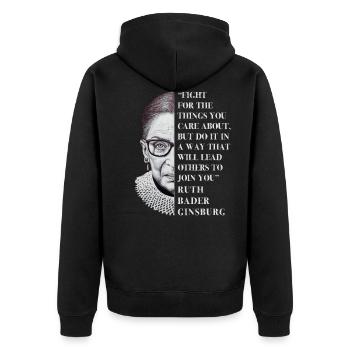 Luttez pour ce qui vous tient à cœur dans le célèbre RBG - Veste à capuche bio Premium Unisexe - noir - Dos - Nico (187cm)