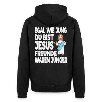 Lustiges Jesus Geschenk Egal Wie Alt Du Bist Jesus - Unisex Premium Bio Zip Hoodie - Schwarz - Hinten - Nico (187cm)