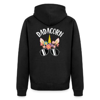 Unicorn Dad print - Unisex Premium Organic Zip Hoodie - black - Back - Nico (187cm)