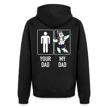Your Dad My Dad - Son design Boys Unicorn Dad - Veste à capuche bio Premium Unisexe - noir - Dos - Nico (187cm)