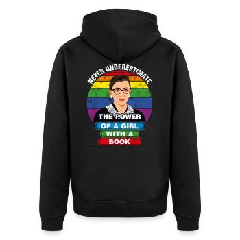 Féministe Ruth Bader Ginsburg RBG Citation Fille Avec B - Veste à capuche bio Premium Unisexe - noir - Dos - Nico (187cm)