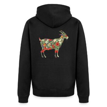 Floral Goat Hawaiian Tropical - Unisex Premium Bio Zip Hoodie - Schwarz - Hinten - Nico (187cm)