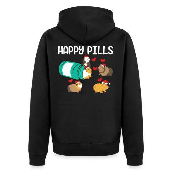 Lustiges Meerschweinchen Happy Pills Haustier - Unisex Premium Bio Zip Hoodie - Schwarz - Hinten - Nico (187cm)