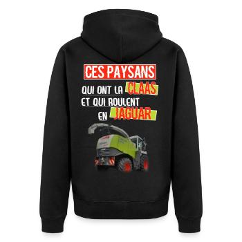 C'est paysan qui ont la CLAAS - Veste à capuche bio Premium Unisexe - noir - Dos - Nico (187cm)