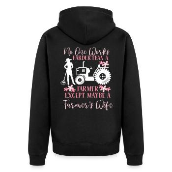 Personne ne travaille plus dur qu'une femme d'agriculteurs Life Agric - Veste à capuche bio Premium Unisexe - noir - Dos - Nico (187cm)