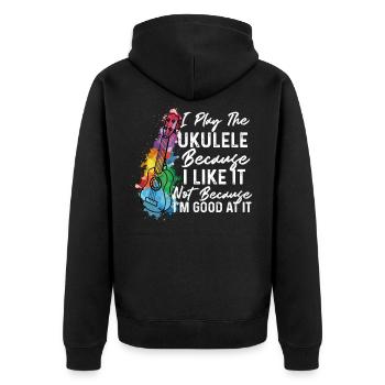 Je joue du ukulélé parce que je l'aime Ukulele Playe - Veste à capuche bio Premium Unisexe - noir - Dos - Nico (187cm)