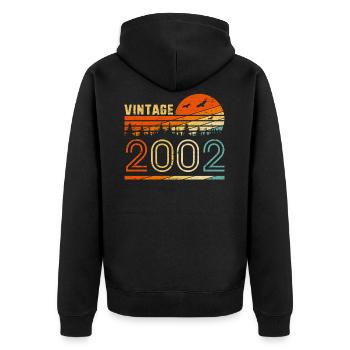 Vintage 2002 Retro 18th Birthday Gift Fun B-day 18 - Unisex Premium Bio Zip Hoodie - Schwarz - Hinten - Nico (187cm)