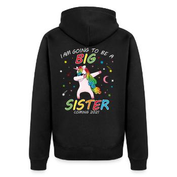 Je vais être une grande soeur amant de licorne mignon D - Veste à capuche bio Premium Unisexe - noir - Dos - Nico (187cm)